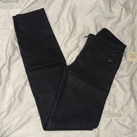 New Guess Tiesto Croc Embossed Sparkle Skinny  Jeans 0 24 - Picture 12 of 12